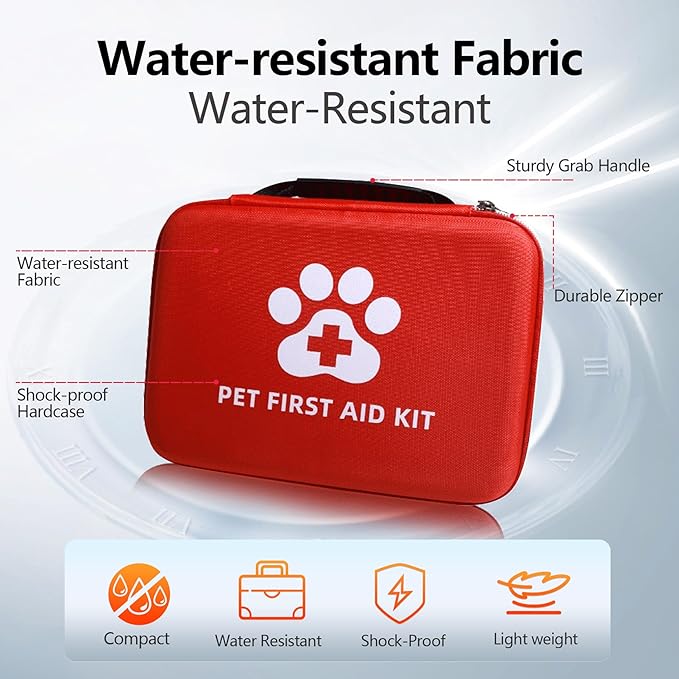 First Aid Kit for Dogs and Cats - 25 Piece Pet Emergency Kit for Travel, Home & Outdoor Use with Foldable Carry Case, Medical Supplies for Wound Care, Safety & Survival