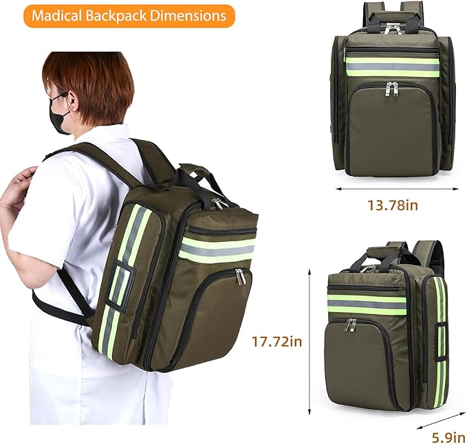 Medical Bag Empty First Aid Backpack, Medicine Mag Empty Emergency Bag,Medical Bag Organizer，Emergency Medical Backpack,First Aid Backpack, Medicine Mag (Bag Only)