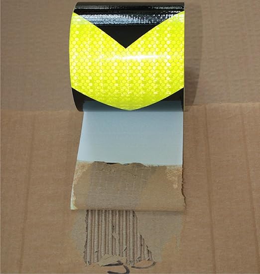 Reflective Tape 4 inch X 66 feet, Outdoor Waterproof Hazard Conspicuity Safety Warning Industrial Marking Tape