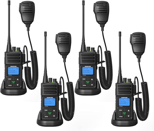 SAMCOM Two Way Radio with Shoulder Speaker Mic,5W High Power 2 Way Radios Long Range,Walkie Talkie earpiece with mic for Adults Construction Site School Security(4 Pack)