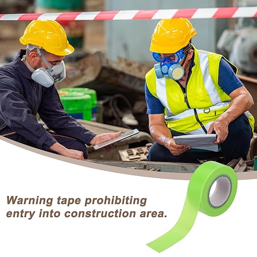 MECCANIXITY Flagging Tape,12 Pcs Non-Adhesive Plastic Neon Survey Marking Tape 1 Inch x 98 Feet for Tree Hunting Boundaries Hazardous Areas Marking Ribbon Green