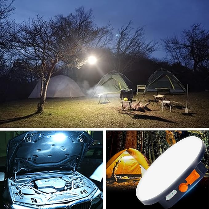 7800mAh 3000LM Flashlight Portable LED Camping Lantern Rechargeable Light 30W with Digital Power Display and Magnet , IPX5 Waterproof Tent Lights Power Failure Emergency Light