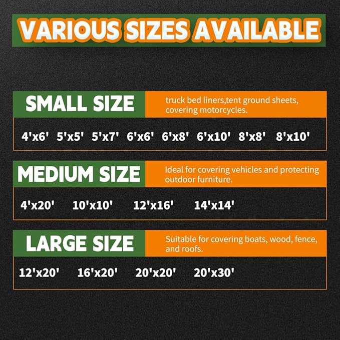 RAINDEWAY 6x6 Feet Super Heavy Duty Tarp 18 Mil, UV Resistant, Weatherproof, Multipurpose Waterproof Poly Tarp with Grommets and Reinforced Edges, Brown/Gray Tarps