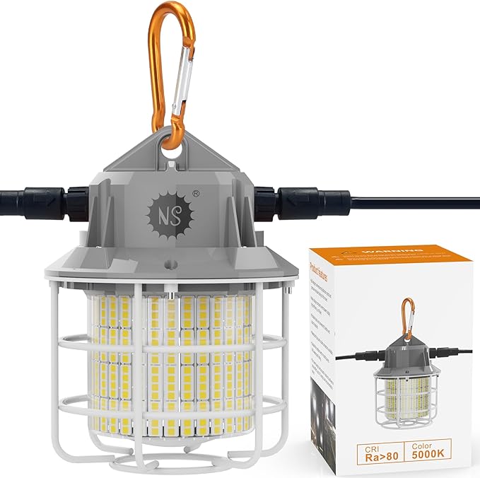NS Heavy-Duty Linkable LED Work Light: 8700LM (500W Equivalent) w/ 13ft Cord & Outlet, US Plug - Indoor/Outdoor Use, Link Up to 24 Lights