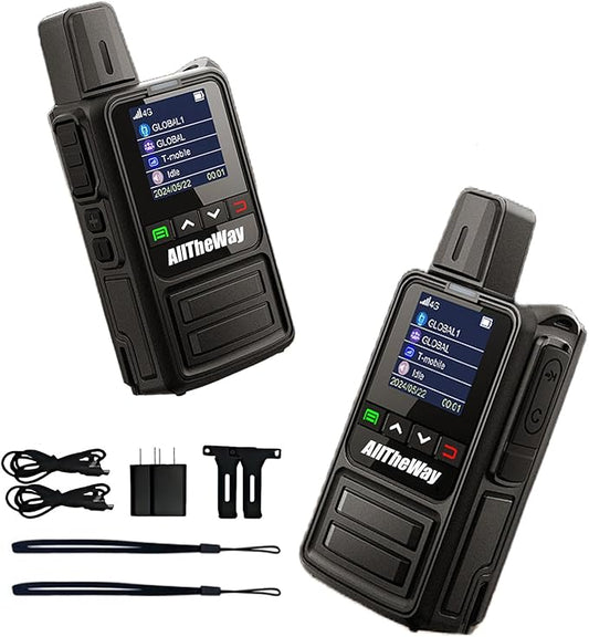Lifetime Free 4G LTE Walkie Talkie - Unlimited Range Two-Way Radio, Admin Group Control, PTT Button, Requires SIM Card for Team Communication (K360-SIM-2Packs)