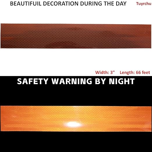Brown Non Fading Reflective Tape Outdoor Waterproof 3 inch Wide for Truck, High Visibility Safety Adhesive Stickers (66 feet)