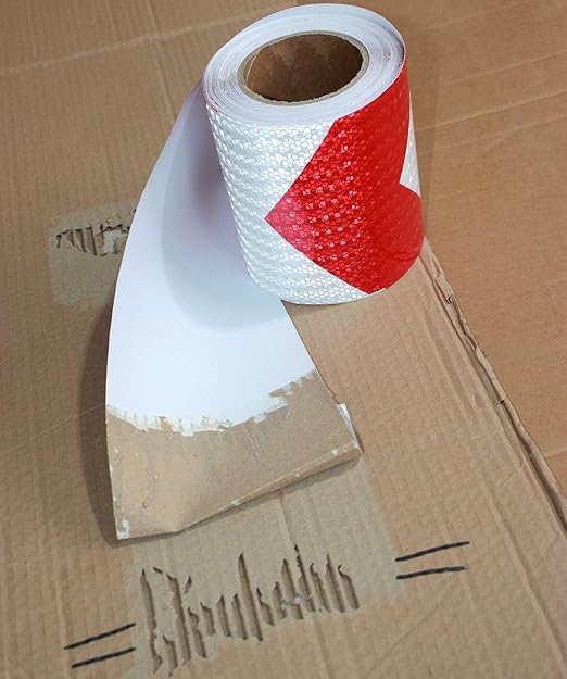 Reflective Tape Red White 6 in x 68 FT, Outdoor Waterproof Warning Stickers, Conspicuity Safety Industrial Marking Tape