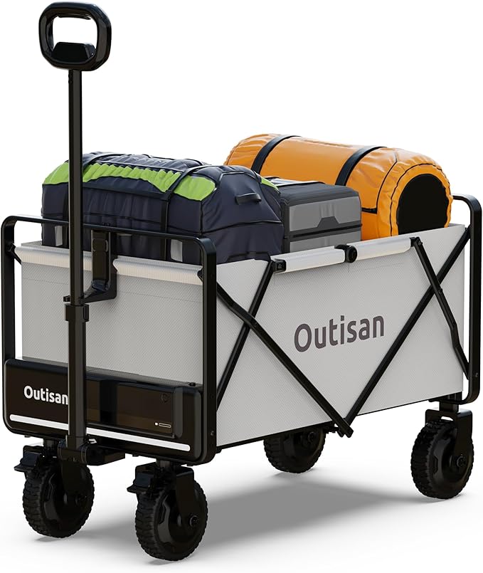 e-Wagon Air Electric Wagon Cart, 300LB Capacity Foldable Wagon with Dual Motor, 9-Mile Range & Swappable Battery, 3-Second Collapsible Utility Cart for Camping, Garden, Slate Gray