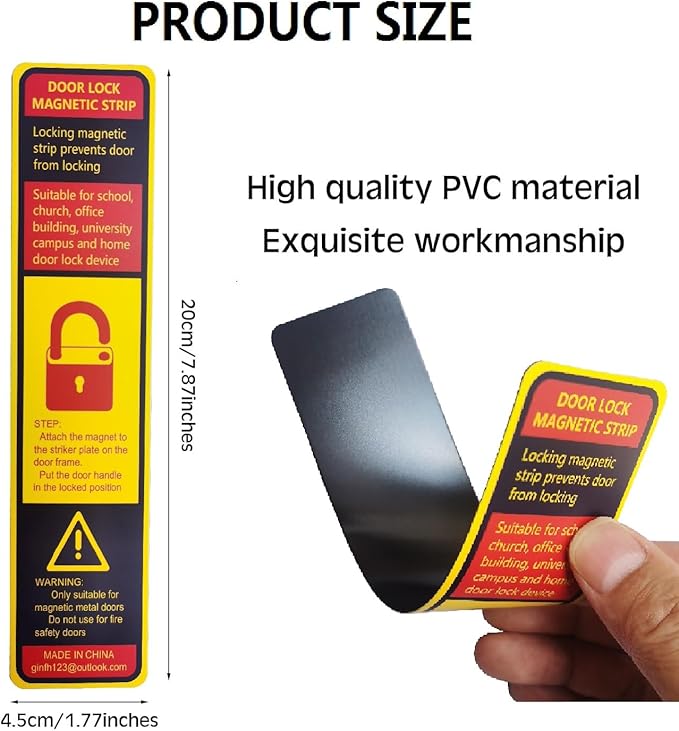 6 Pack Magnetic Lockdown Strips for Iron Door Frames High-Density Magnet Security Devices for School and Office Effective and Easy Solution for Emergency Lockdowns (Yellow)