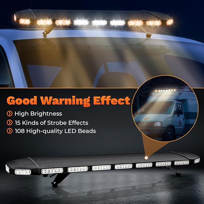 108LED Low Profile Rooftop Strobe Lights,Flashing Beacon Snow Plow Light,Emergency Warning Lights,Windshield Flashing for Cars Plow Trucks Construction Vehicles
