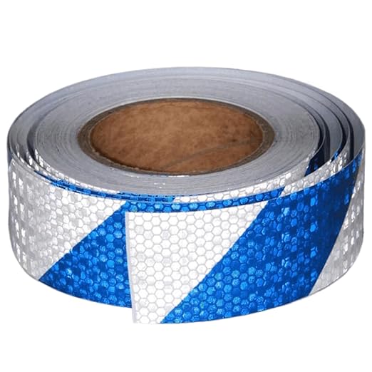 Reflective Tape Blue and White 2 inch Wide for Cars, Outdoor Waterproof High Visibility Safety Warning Adhesive Strips (66 feet)
