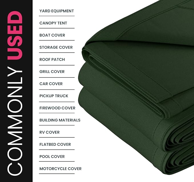 PROTARP Extreme Heavy Duty 20 OZ Water Resistant Canvas Tarp, UV Resistant Tarpaulin Cover with Rustproof Brass Grommets, Multipurpose for Canopy, Roof, Camping, Woodpile (Olive 10'X12')