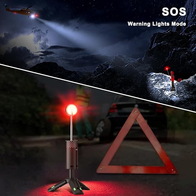 Camping Lights Rechargeable, Detachable Camping Lantern with Stand, Telescopic Waterproof Camp Lamp, Magnetic Work Hanging Light, LED Tent Flashlights for Emergency (Matte Black)