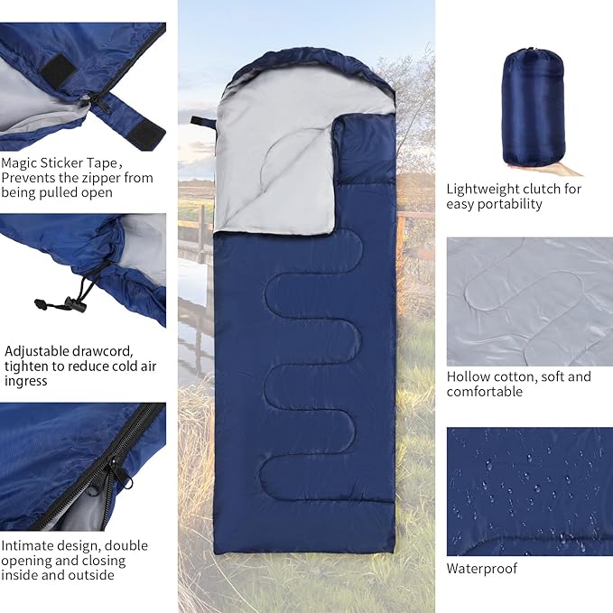 Macarrie 10 Pcs Bulk Sleeping Bags for Homeless Donation Shelter Adults 0 Degree Waterproof Sleeping Bags with Compression Sack for Cold Weather Emergency Hiking Camping Warm