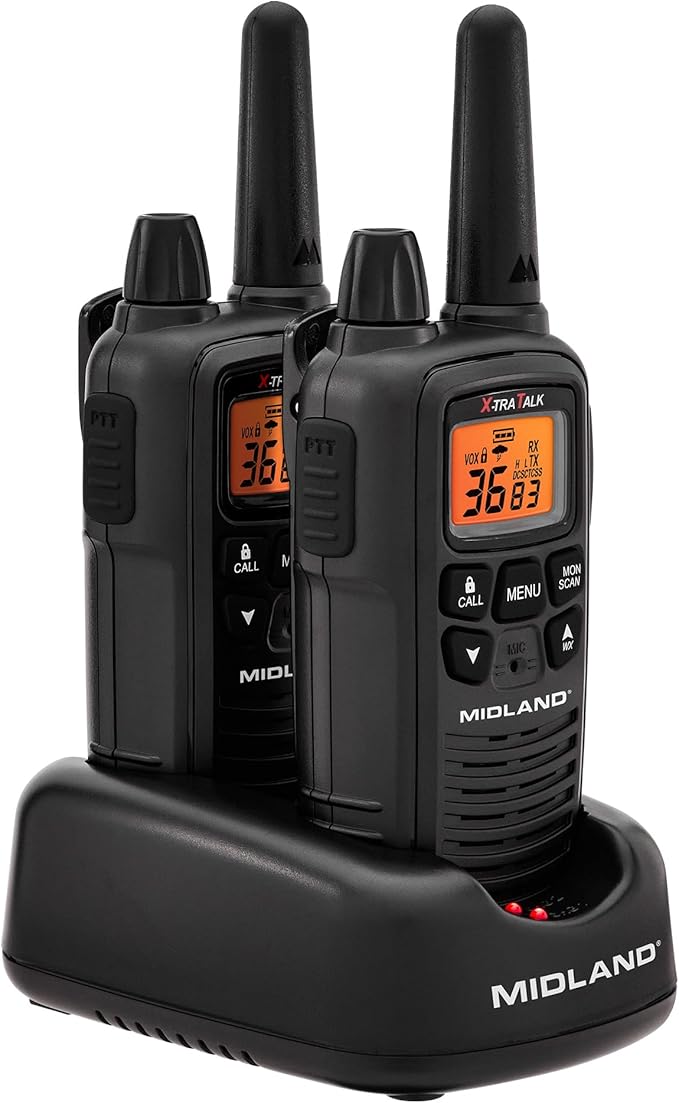 Midland LXT600VP3 FRS Walkie Talkies - Long Range 36-Channel Two-Way Radios, NOAA Weather Alerts(2-Pack, Black)