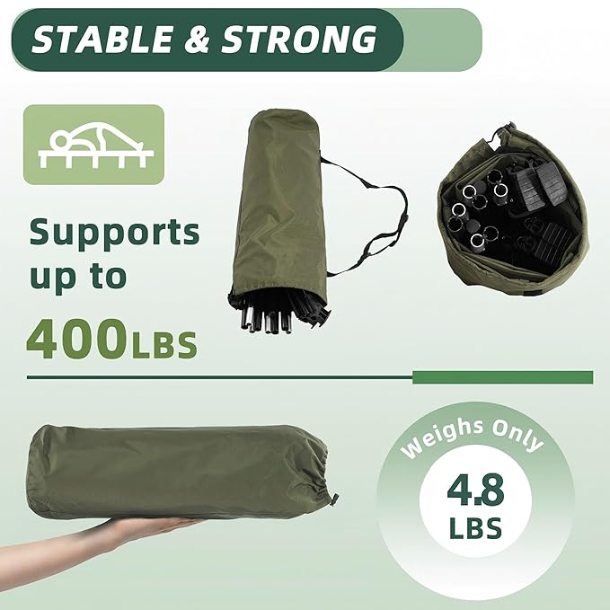 Elevon Camping Cot, 28" Extra Wide Sleeping Cot, Portable Folding Tent Camping Bed, Compact for Outdoor Travel, Base Camp, Hiking, Mountaineering, Lightweight Backpacking, 400lb Capacity