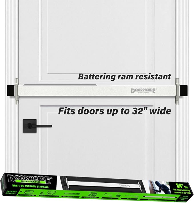 Door Security Bar-by Doorricade-Secure The Entire Width of Your Inward Opening Front Door or Safe Room. fits Doors up to 32" Wide.