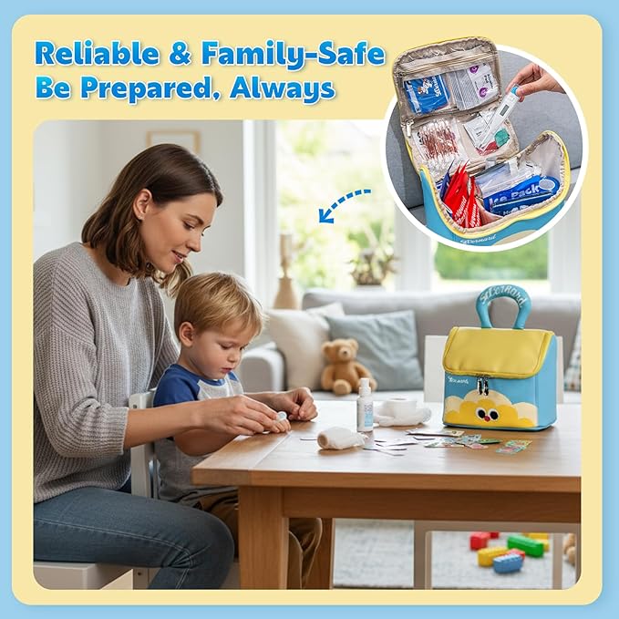StBernard Guardian Cottage First Aid Kit, Home Medical Kit with Cute Bandages, Triple Antibiotic for Daily Boo-Boos, Suits for Home, School, Dorm, Car