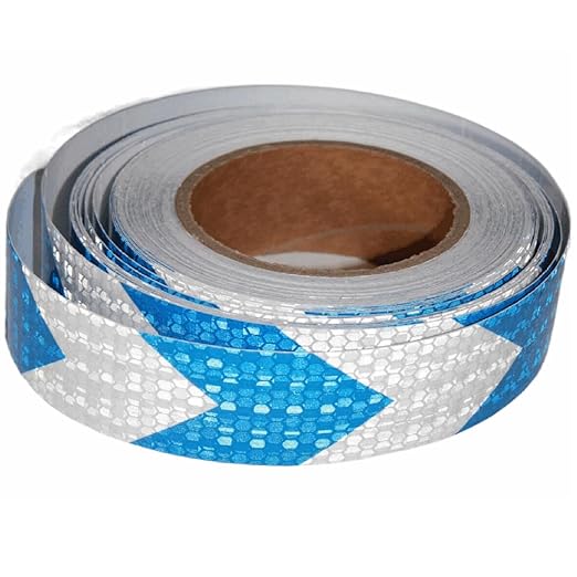 Blue White Reflective Tape 1 inch Wide for Trailer, Outdoor Waterproof High Visibility Safety Warning Adhesive Strips (66 feet)
