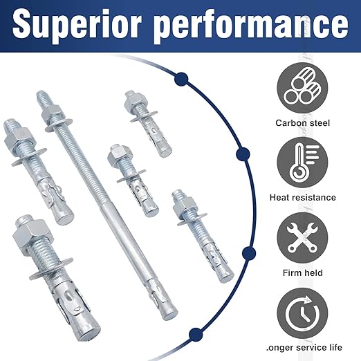 1/2" x 2-3/4" Wedge Anchor, for Cement and Concrete only, zinc-Plated Carbon Steel Screws and lag Bolts （10 pcs