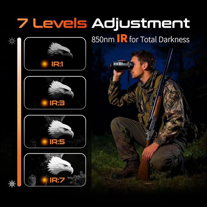 GOYOJO Night Vision Goggles — 4K Night Vision Binoculars Built-in IR Illumination for Hunting Camping, 4500mAh Rechargeable Battery, 32GB Card for Video and Photo Recording