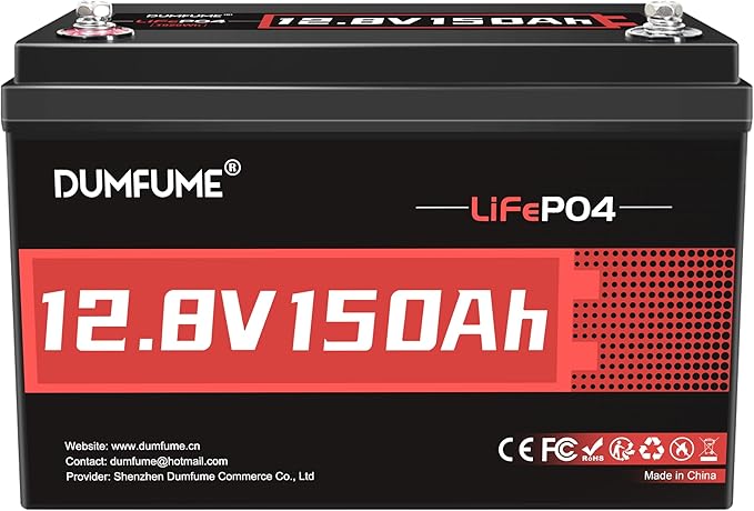 12V 150Ah LiFePO4 Lithium Battery, 1920Wh Energy & 100A BMS, Deep Cycle Battery for Solar System, RV Camper, Off-Grid Home Backup Power
