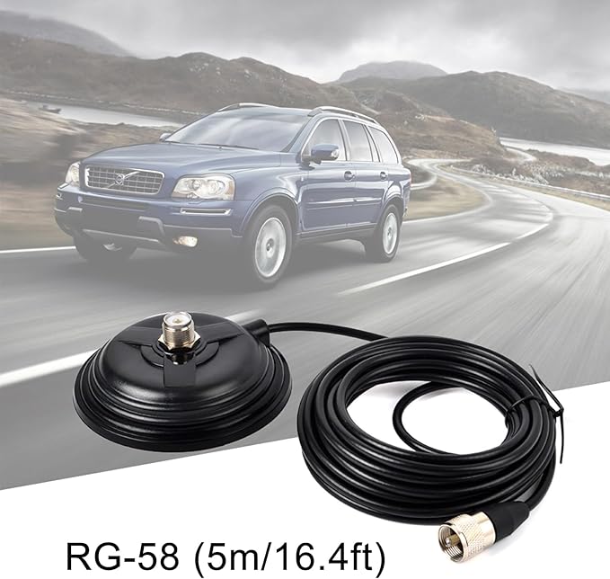 YNISBT Heavy-Duty SO239 Magnetic Antenna Mount Base W/5M(16.4ft) Low Loss RG58 Cable PL259 Connector for Anytone BTECH Icom Car Truck Mobile Radios