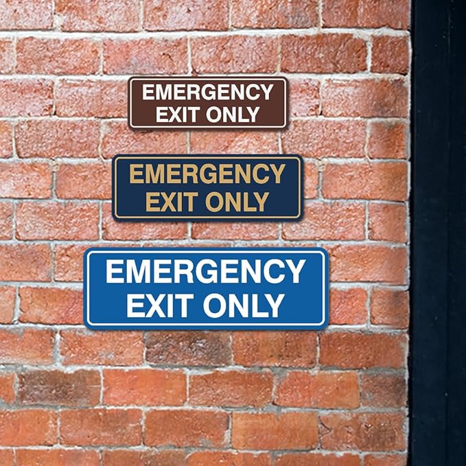 Signs ByLITA Standard Emergency Exit Only Sign - Easy Installation | Durable Wall or Door Sign (Black/Gold) - Small