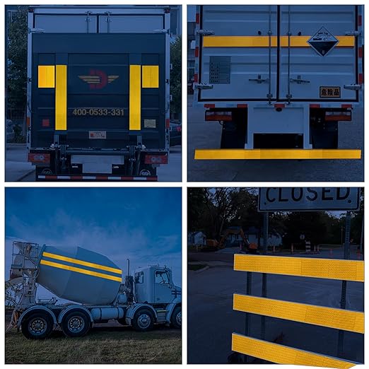 Reflective Tape, Waterproof Self Adhesive Dot Reflective Tape Outdoor Safety Caution Reflector for Trailers, Bikes, Cars（Yellow, 4 Inch x 32.8 Feet）