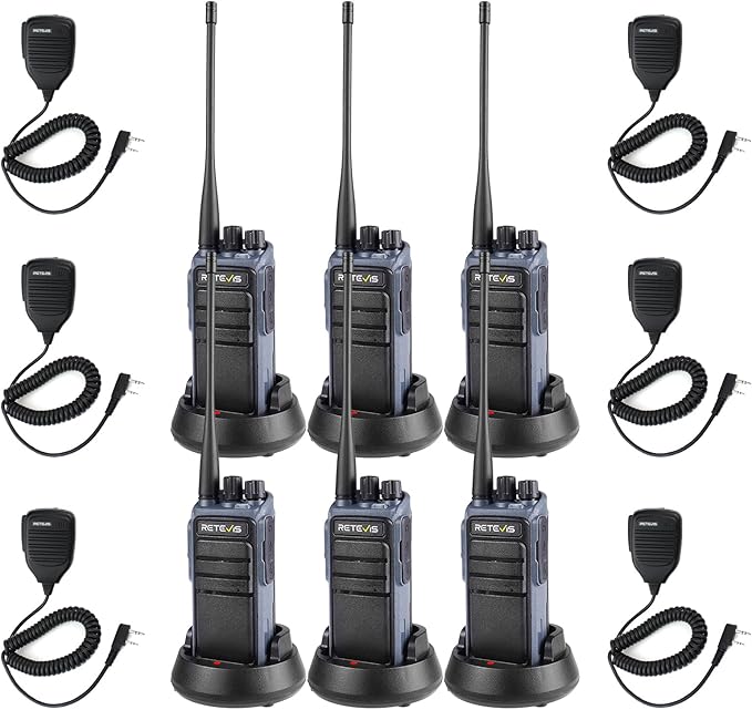 Retevis MateTalk C4 Two Way Radios Long Range, Smart Voice Control,2500mAh,Noise Reduction,Type-C, Easy Pairing, Repeater Capable, Business Walkie Talkie for Jobsite Manufacturing Farm(6 Pack)
