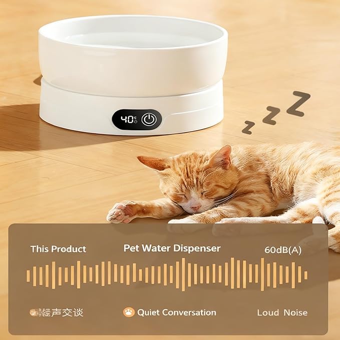 Electric Thermostatic Heated Water Bowl for Pet, Heated Cats, 4 Temperature Settings Drinking Plate for Dogs Cats and Small Animals Thermal Water, Removeable for Winter