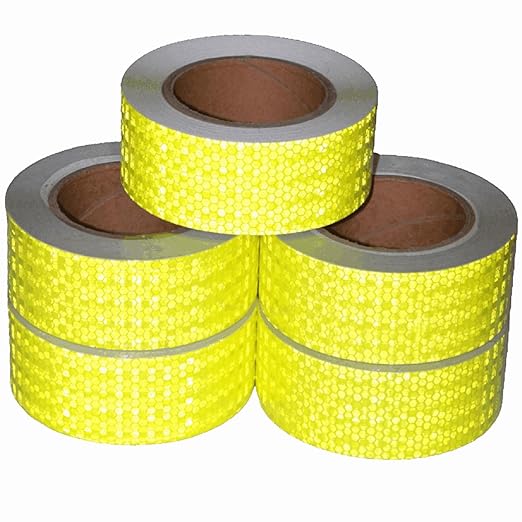 Fluorescent Yellow Reflective Tape Outdoor Waterproof 2 inch Wide, High Visibility Safety Industrial Marking Tape (66 feet, 5 Rolls)