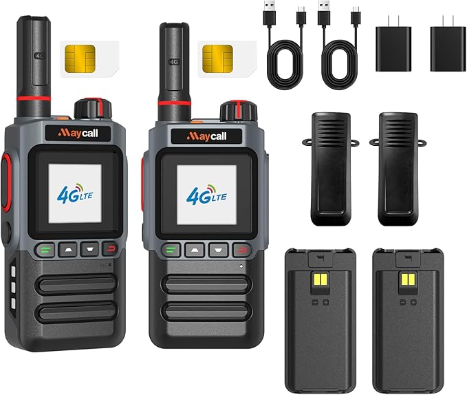 Lifetime Use Satellite Walkie Talkies with SIM Cards Global Unlimited Range Walkie Talkies 4G LTE POC Radio Dual SIM 3000 Mile Range Walkie Talkie 3000mAh Battery with Flashlight (MC-398)