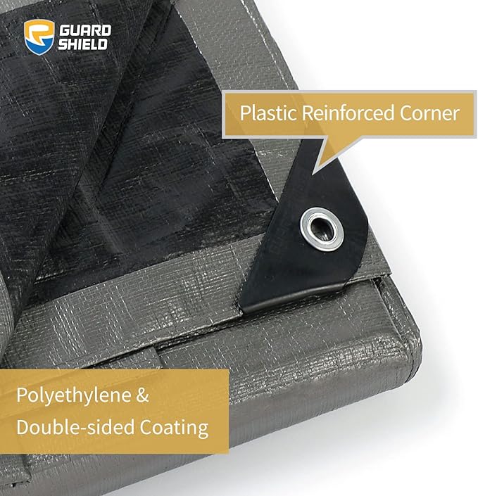 GUARD SHIELD Heavy Duty Tarp 20x30 Feet Silver/Black Multi Purpose Thick Waterproof Poly Tarp Cover 10mil