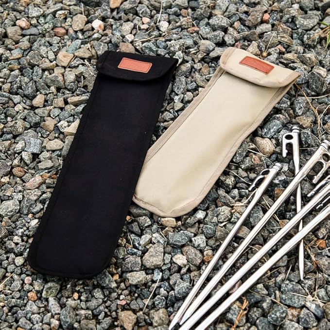 Tent Stake Bag - Waterproof Ground Nail Storage Pouch | Canvas Tent Pegs Organizer | 900D Oxford Fabric | Multi-Size Outdoor Camping Gear (khaki,L)