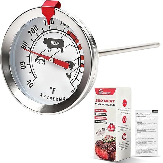 Thermo Meat Thermometer Cooking Thermometer Stainless Steel Kitchen Thermometer Temperature Labeled for Poultry, Pork, Beef