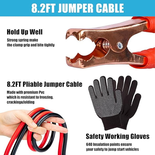 AUTODECO Car Roadside Emergency Kit, Portable Roadside Emergency Kits for Vehicles Car Safety Kit with Jumper Cables, Safety Hammer, Folding Shovel