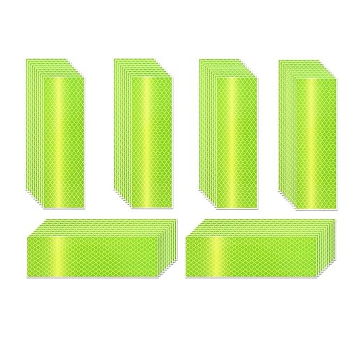Fluorescent Reflective Stickers 2 inch X 6 inch, Outdoor Waterproof High Visibility Warning Safety Adhesive Reflector (60 Pcs)
