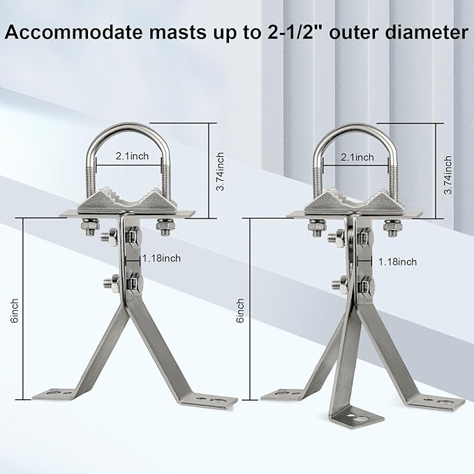 XRDS-RF Antenna Wall Mount 6 Inch Heavy-Duty Stand Off Wall Mast Mount Windproof Antenna Mounting Bracket (2-Leg + 3-Leg)