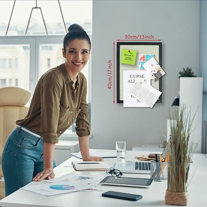 Magnetic Dry Erase Hidden Whiteboard with Black Wooden Frame, Gray Fabric Bulletin Board Exterior and Whiteboard Interior, 11.8x15.7inch (30x40cm)