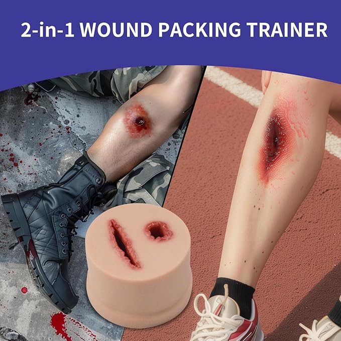 2-in-1 Wound Packing Task Trainer, Bleeding Control Kit Trainer, Stop The Bleed Practice Kit for Medical Education, First Aid Emergency Practice, Military Trauma
