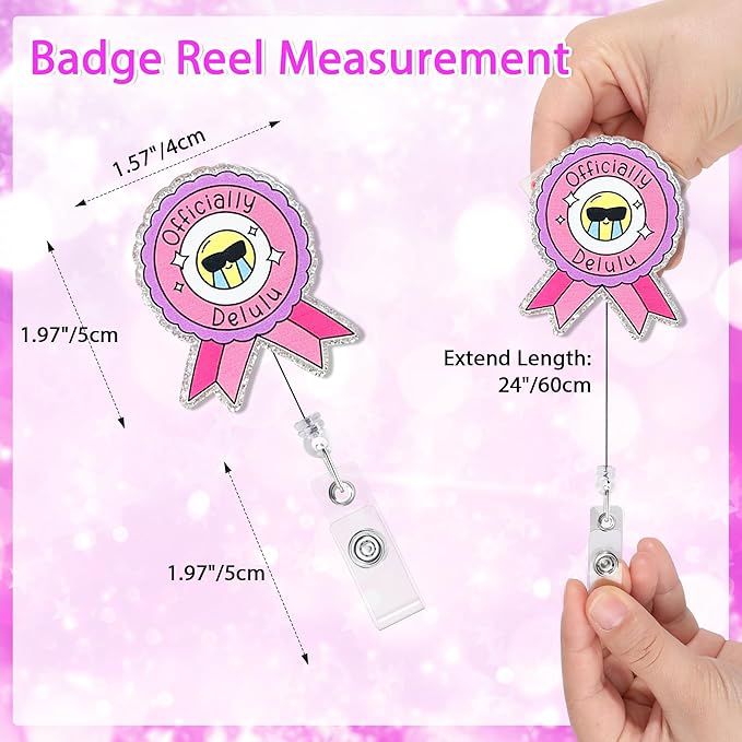 Officially Delulu Badge Reel with Alligator Clip Funny ID Badge Holders Cute RN LPN CNA MA PCT Badge Buddy Healthcare Medical Students Nurse Accessories for Work