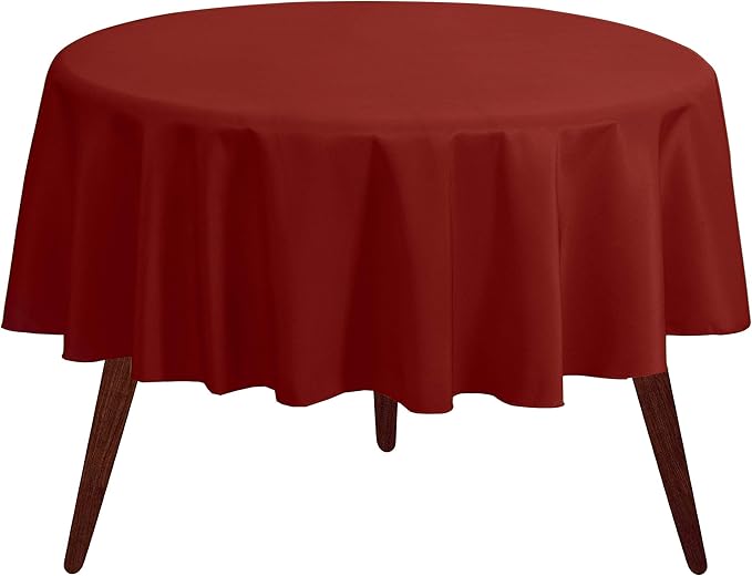 Gee Di Moda Round Tablecloth - 108 Inch Burnt Orange Round Table Cloth for 48 to 72 Inch Round Tables - Heavy Duty Washable Fabric - for Buffet Table, Holiday Party, Dinner, Wedding & Baby Shower