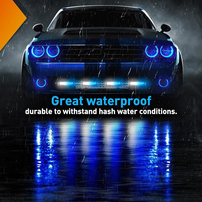 Nilight 4PCS 6LED Blue White Emergency Strobe lights 12V 24V Surface Mount Flashing Warning Hazard Light Ultra Slim Sync Feature Grille for Cars Trucks Van Off Road Vehicles SUV