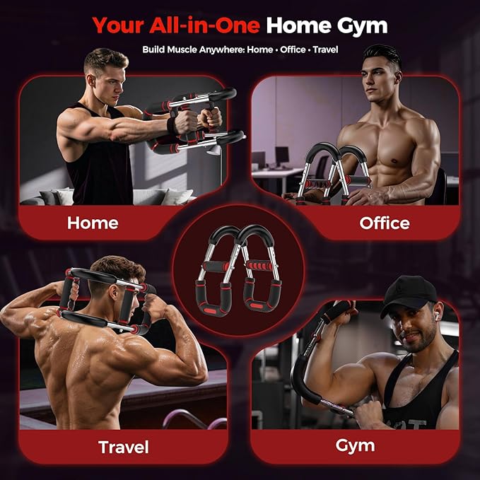 Twister Arm Trainer, Adjustable 5 Resistance Levels (40-130 lbs) Chest & Arm Workout Equipment for Men & Women, Ergonomic Home Gym Strength Trainer with Anti-Slip Handles & Carry Bag