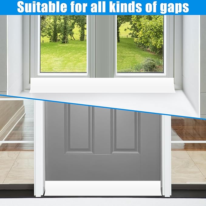 Draft Seal Tape for Doors and Windows 1 in x 10 Ft Silicone Weather Stripping Extra Thick 2mm Door Seal Strip with Strong Adhesive Draft Insulation Stopper Side Seal - White