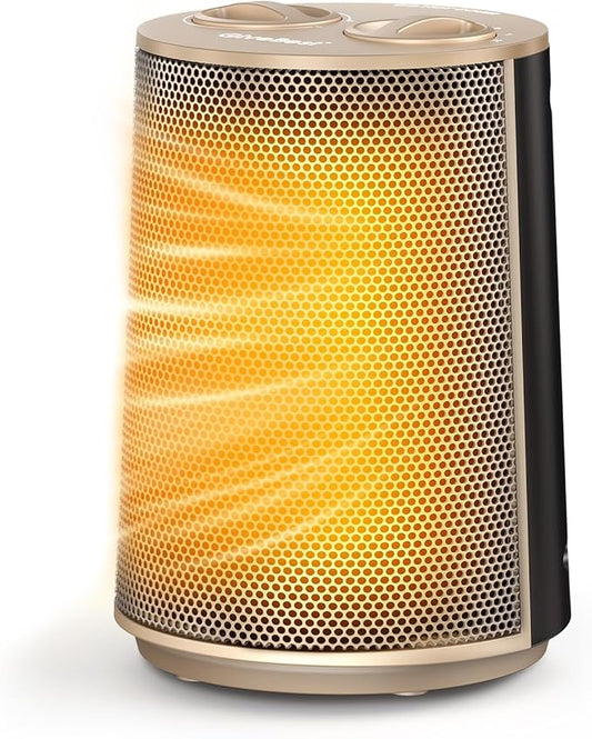 GiveBest Portable Space Heater – 1500W Quiet & Energy Efficient Overheat & Tip-Over Protection, Fast Heating PTC Technology, Ideal for Bedroom, Office & Desk Use, Gold