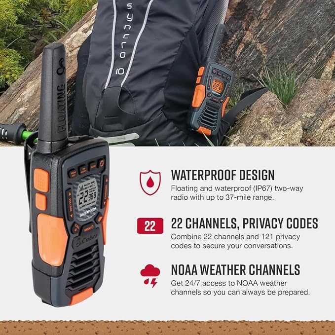 3-Pack Bundle of Cobra ACXT1035R FLT Floating Walkie Talkies