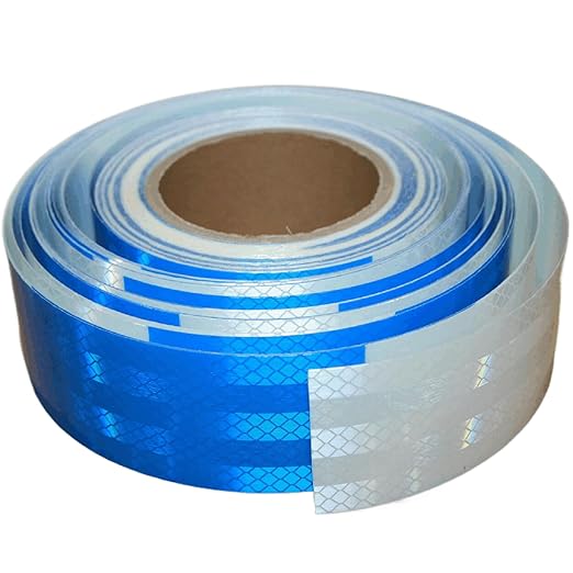 Reflective Tape Blue White 2 inch Wide, Outdoor Waterproof High Visibility Hazard Warning Industrial Marking Tape (168 feet)