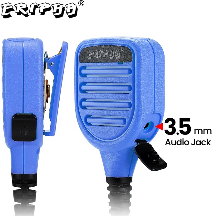 Shoulder Mic Speaker Compatible with Motorola XPR 3000 3000e 3300 3300e 3500 3500e Waterproof IP56 Two Way Radio Speaker Microphone with 3.5mm Jack (Blue)